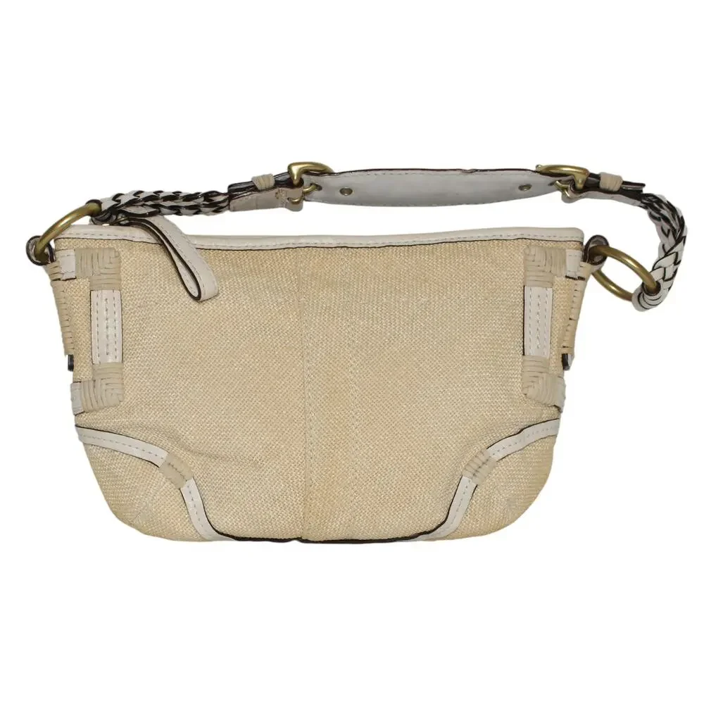 Coach Straw & Leather Soho Hobo Shoulder Bag 4710 Ivory colored leather trim